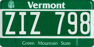 VT license plate ZIZ798