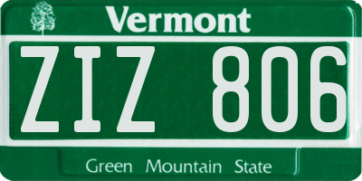 VT license plate ZIZ806