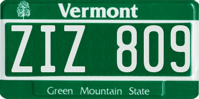 VT license plate ZIZ809