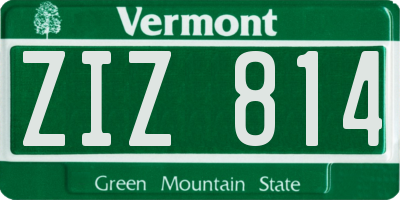 VT license plate ZIZ814
