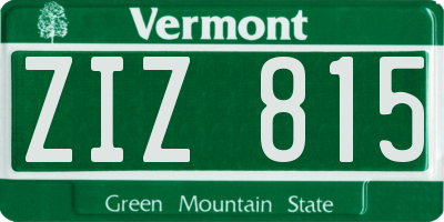 VT license plate ZIZ815