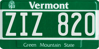 VT license plate ZIZ820