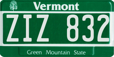 VT license plate ZIZ832