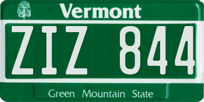 VT license plate ZIZ844