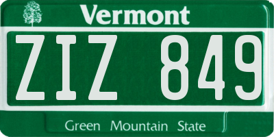 VT license plate ZIZ849