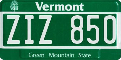 VT license plate ZIZ850