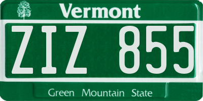 VT license plate ZIZ855
