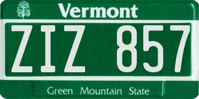VT license plate ZIZ857