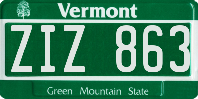 VT license plate ZIZ863