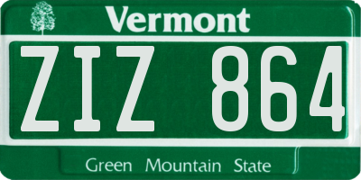 VT license plate ZIZ864