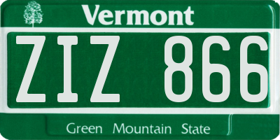 VT license plate ZIZ866