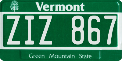 VT license plate ZIZ867