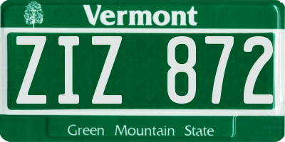 VT license plate ZIZ872