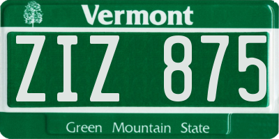 VT license plate ZIZ875