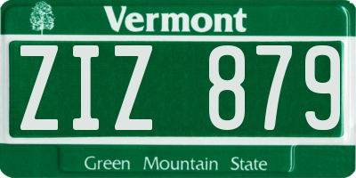 VT license plate ZIZ879
