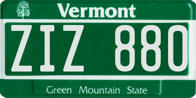 VT license plate ZIZ880
