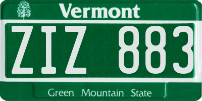 VT license plate ZIZ883