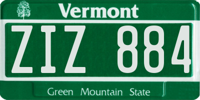 VT license plate ZIZ884