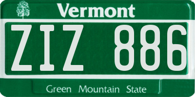 VT license plate ZIZ886