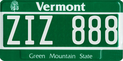 VT license plate ZIZ888