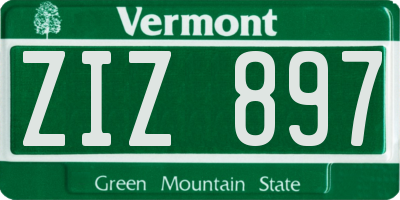 VT license plate ZIZ897