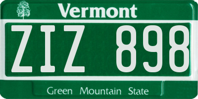 VT license plate ZIZ898