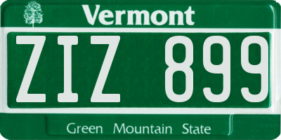 VT license plate ZIZ899
