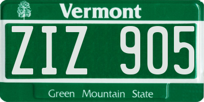 VT license plate ZIZ905