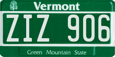 VT license plate ZIZ906
