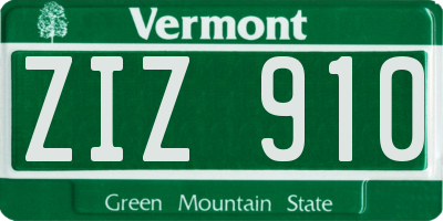 VT license plate ZIZ910