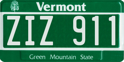 VT license plate ZIZ911