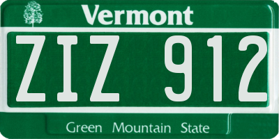 VT license plate ZIZ912