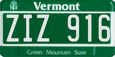 VT license plate ZIZ916