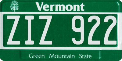 VT license plate ZIZ922