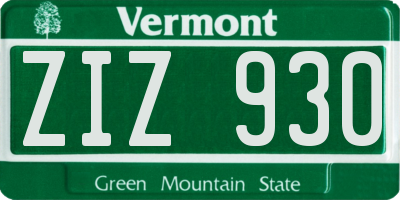 VT license plate ZIZ930