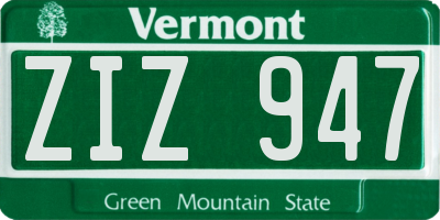 VT license plate ZIZ947