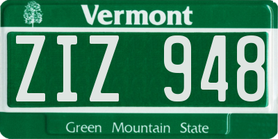 VT license plate ZIZ948