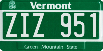 VT license plate ZIZ951