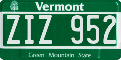 VT license plate ZIZ952