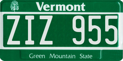 VT license plate ZIZ955