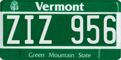 VT license plate ZIZ956