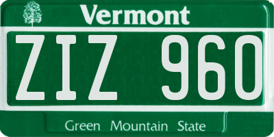 VT license plate ZIZ960