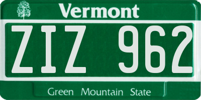 VT license plate ZIZ962