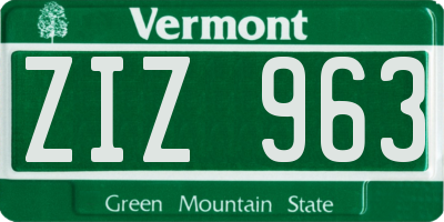 VT license plate ZIZ963