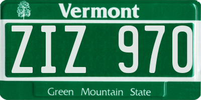 VT license plate ZIZ970