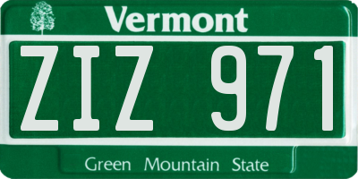 VT license plate ZIZ971