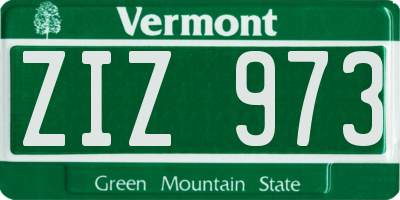 VT license plate ZIZ973