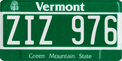 VT license plate ZIZ976