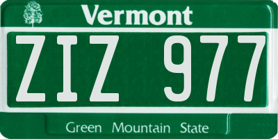 VT license plate ZIZ977