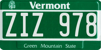 VT license plate ZIZ978